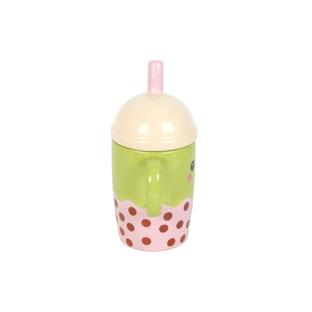 Cute Bubble Tea Mug with Lid – Kawaii Boba Cup with Handle