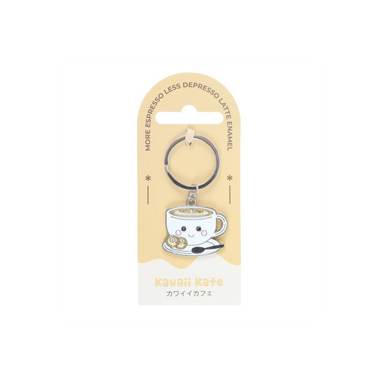 ☕ Kawaii Latte Enamel Keyring