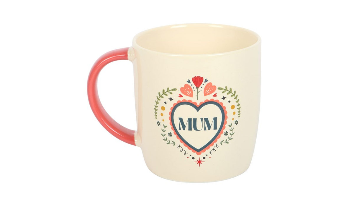 MUM Folk Floral Heart Mug