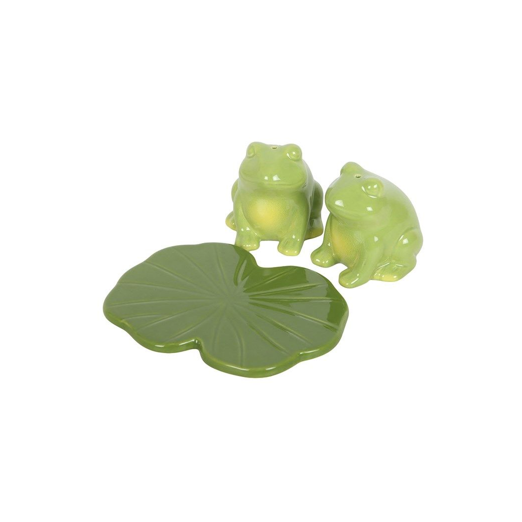 Luna Bloom Frog Salt & Pepper Shakers – Whimsical Meadow Table Decor