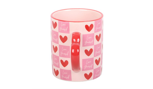 Love Yourself Heart Handle Mug – Pink Self Love Club Gift