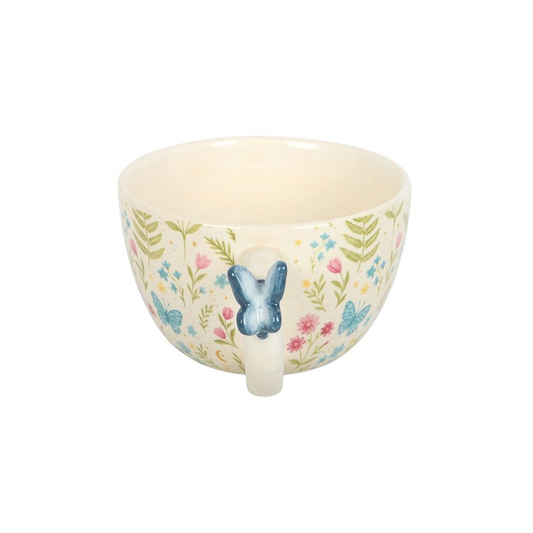 Luna Bloom Butterfly Handle Mug – Floral Meadow Cup