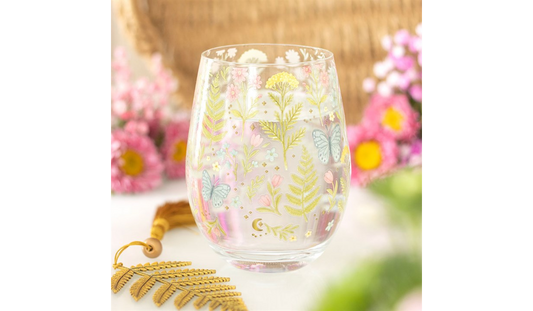 Luna Bloom Night Garden Set – Floral Glass & Butterfly Trinket Dish