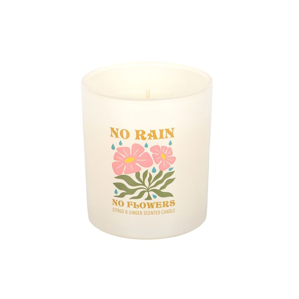 No Rain No Flowers Candle – Citrus & Ginger Scented Motivational Candle