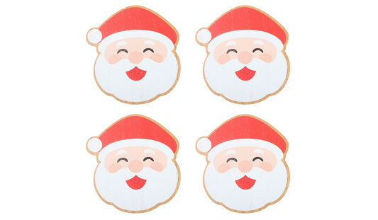 Set of 4 Santa Christmas Coasters | Festive Drinks Coasters | Christmas Table Decor