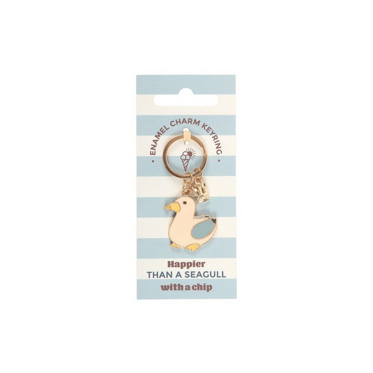 Seagull & Chips Keyring – Cute Coastal Enamel Keychain