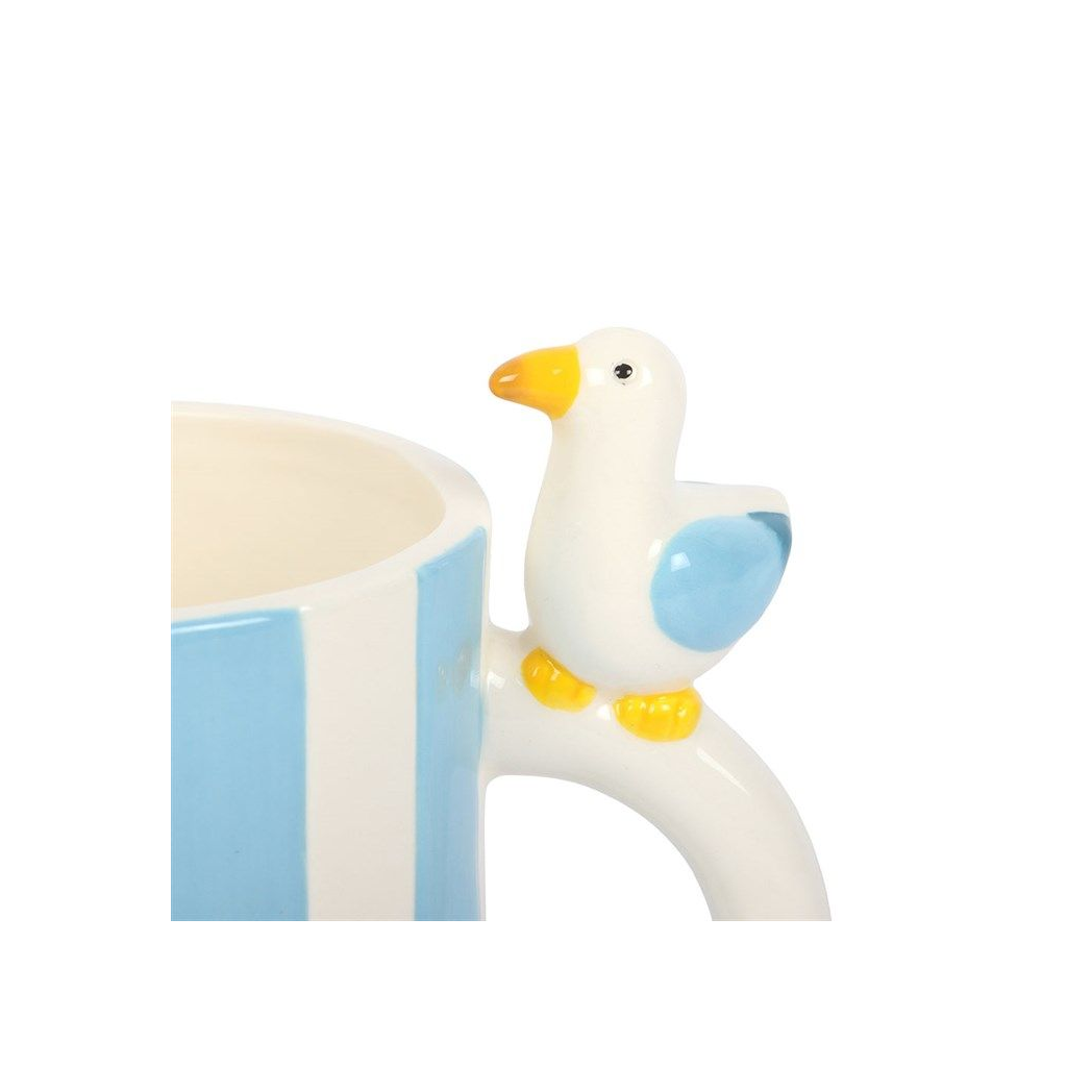 Striped Seagull Mug – Cute Coastal Ceramic Mug