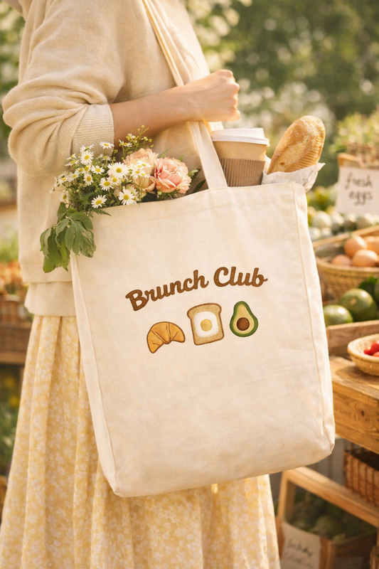 Brunch Club Tote Bag – Cute Canvas Shopper for Food Lovers & Cosy Days