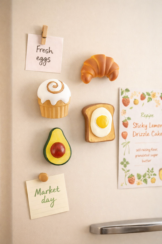 Brunch Club Fridge Magnets Set of 4 – Cute Food Magnets for Cosy Kitchens