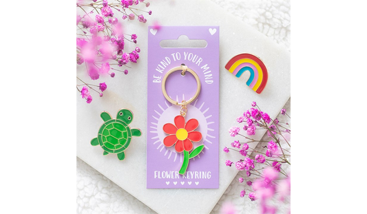 Be Kind to Your Mind Flower Keyring – Positive Affirmation Gift