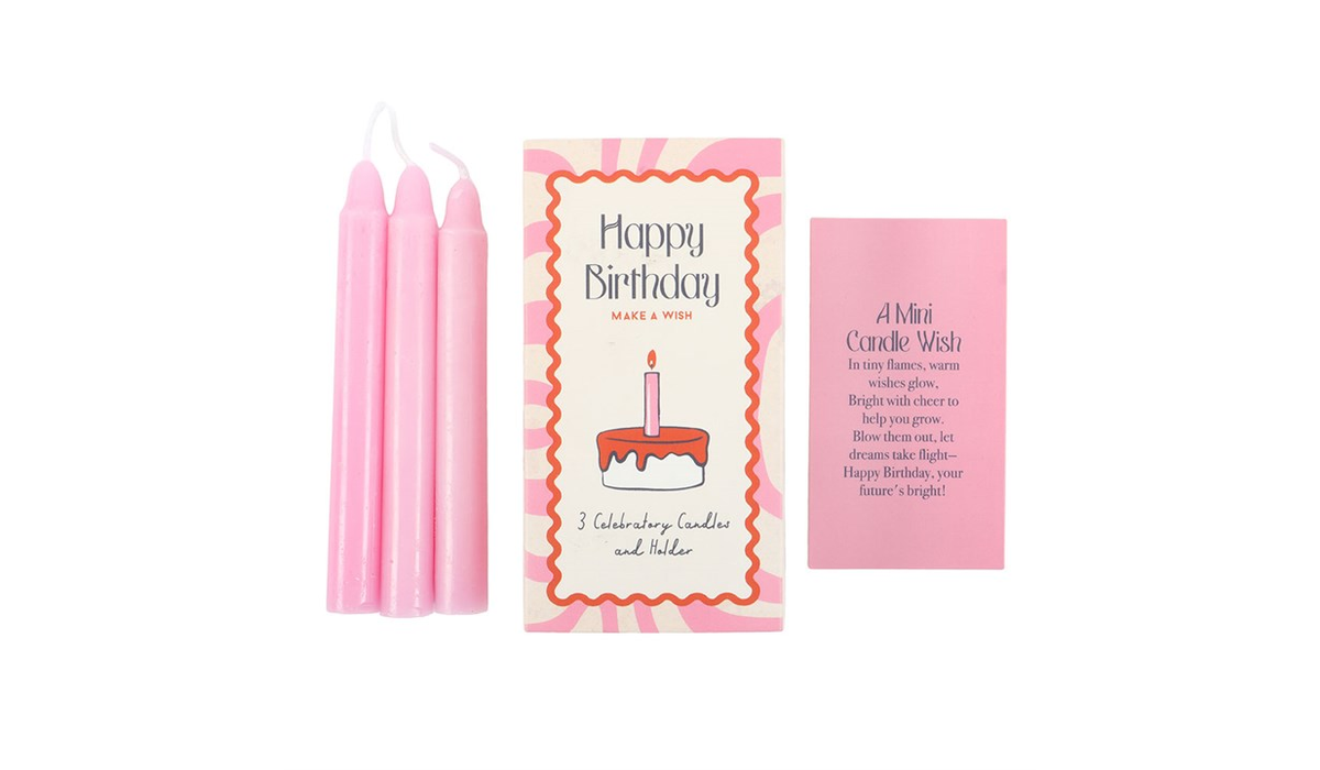 Happy Birthday Mini Candle Set – Wish Candles & Holder Gift Set