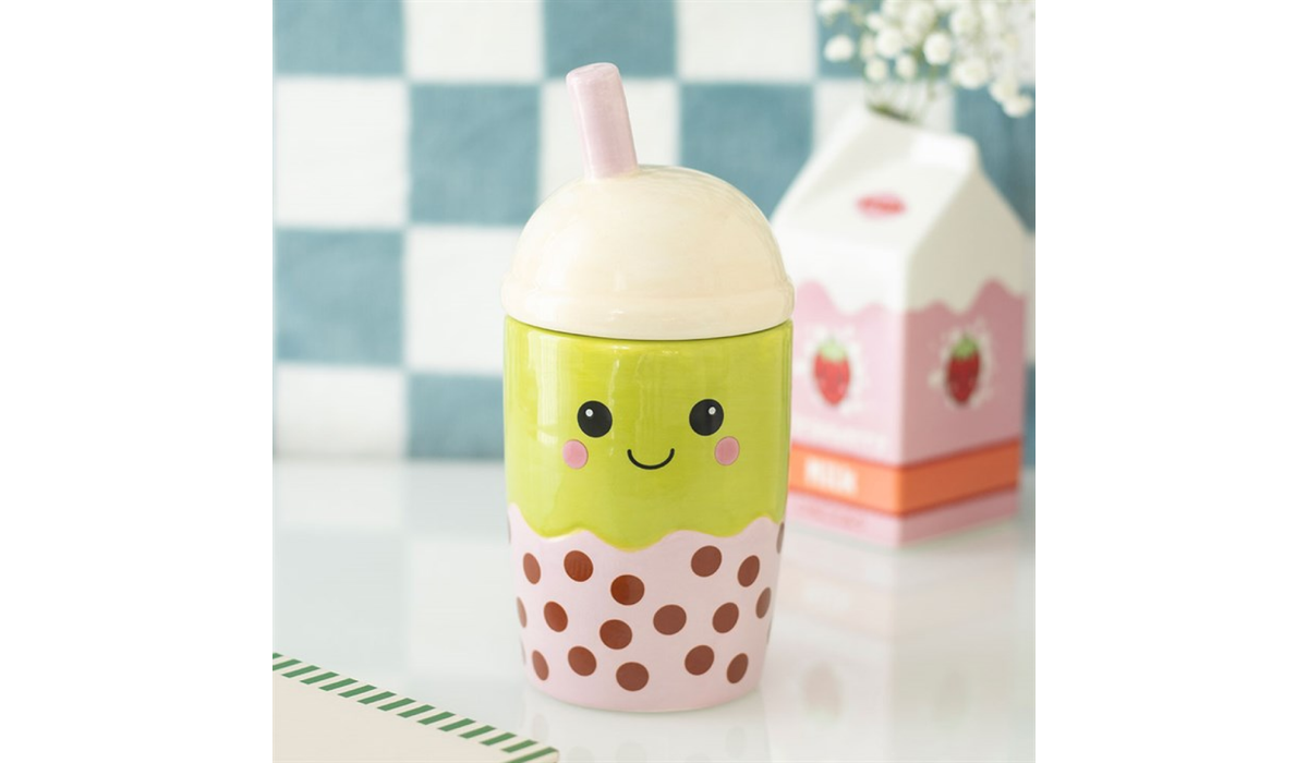 Cute Bubble Tea Oil Burner – Kawaii Ceramic Wax Melt & Oil Warmer