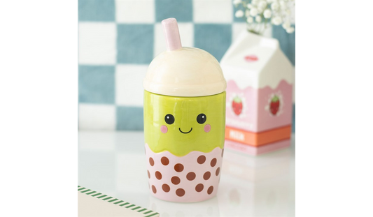 Cute Bubble Tea Oil Burner – Kawaii Ceramic Wax Melt & Oil Warmer