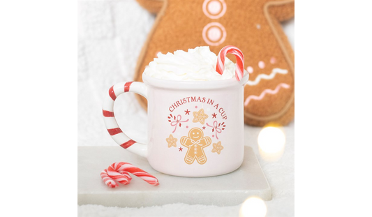 Christmas in a Cup Mug | Festive Ceramic Christmas Mug | Gingerbread Hot Chocolate Mug