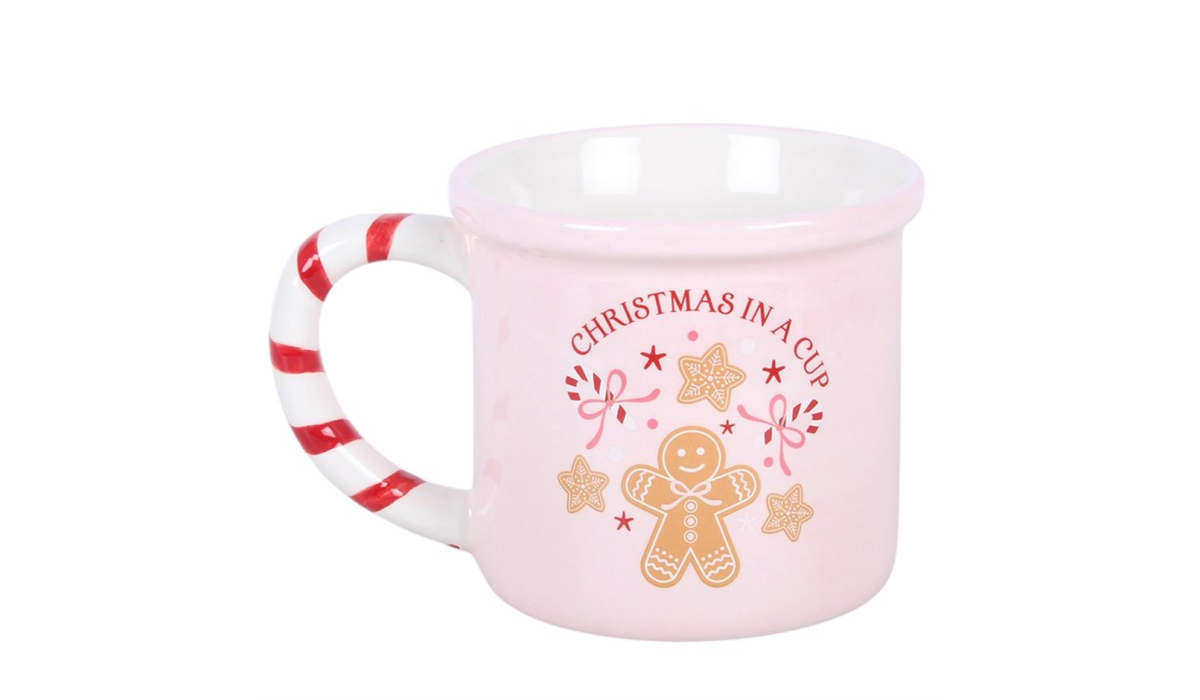 Christmas in a Cup Mug | Festive Ceramic Christmas Mug | Gingerbread Hot Chocolate Mug