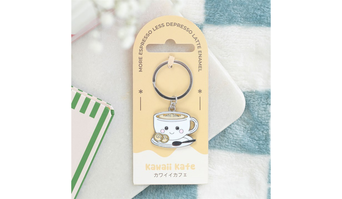 ☕ Kawaii Latte Enamel Keyring