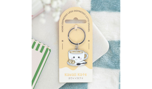 ☕ Kawaii Latte Enamel Keyring
