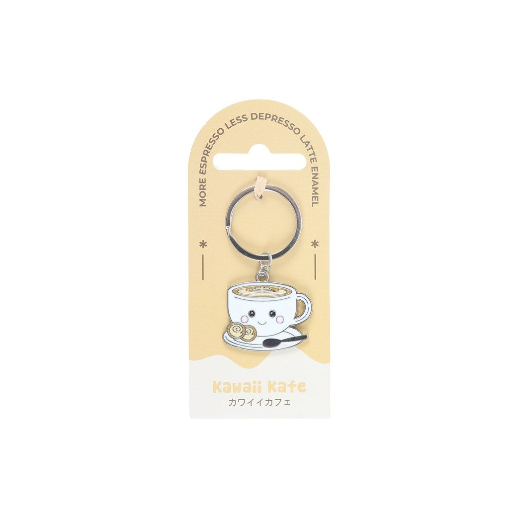 ☕ Kawaii Latte Enamel Keyring