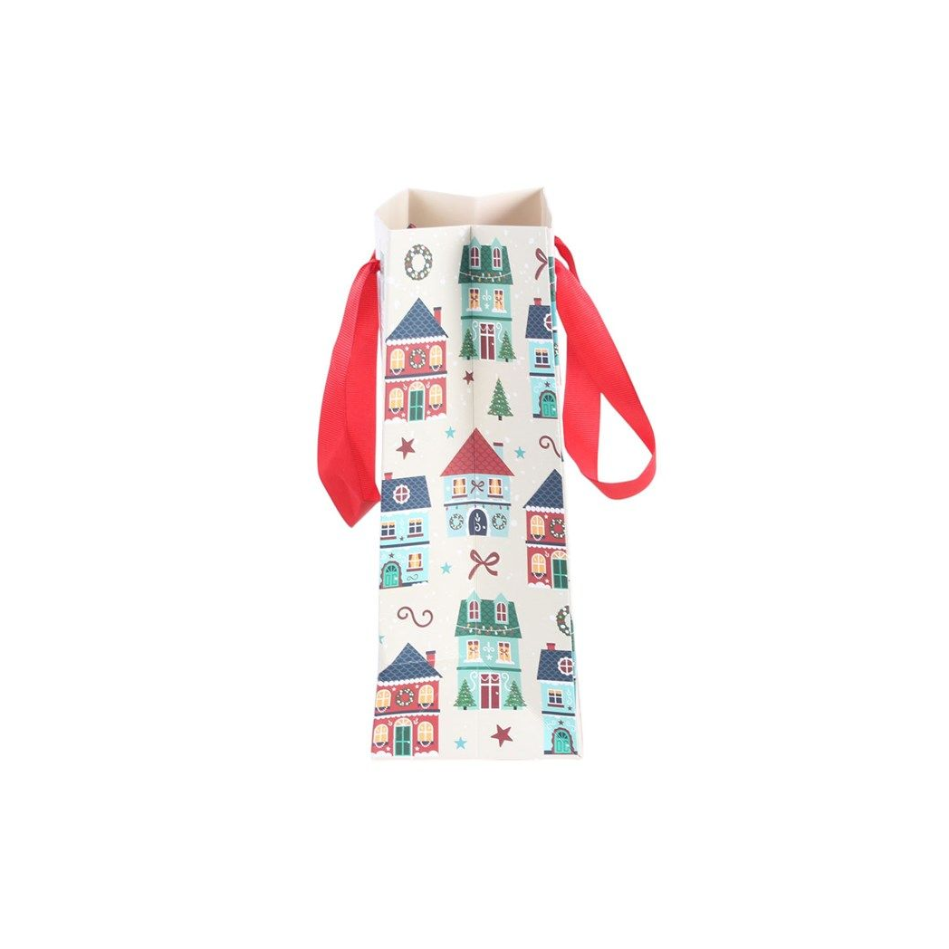 Festive Village Christmas Gift Bag | Large Christmas Present Bag | Reusable Holiday Gift Bag