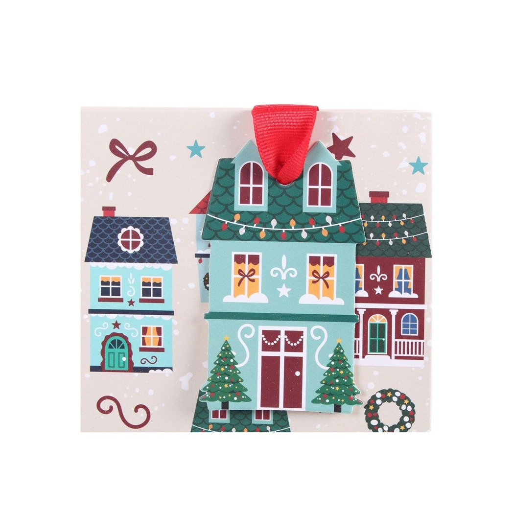 Festive Village Christmas Gift Bag | Large Christmas Present Bag | Reusable Holiday Gift Bag
