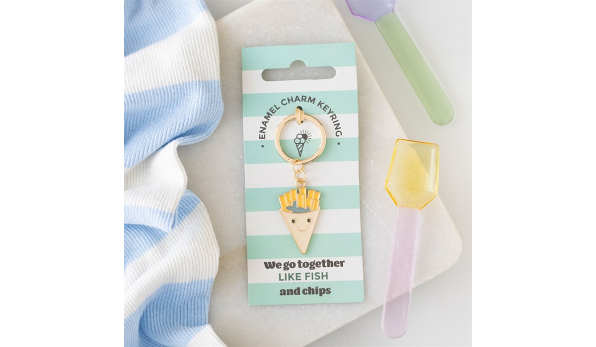 Fish & Chips Keyring – Cute Seaside Enamel Keychain