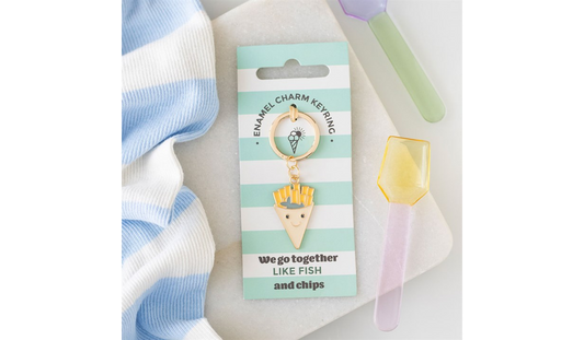 Fish & Chips Keyring – Cute Seaside Enamel Keychain
