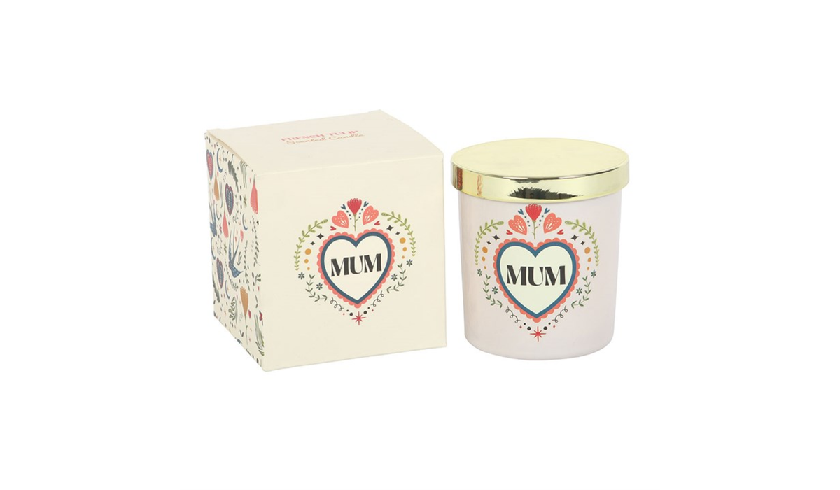 MUM Heart Folk Floral Candle Gift