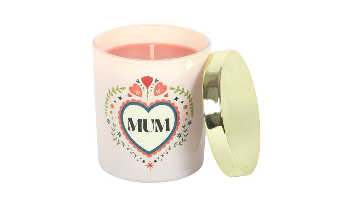 MUM Heart Folk Floral Candle Gift