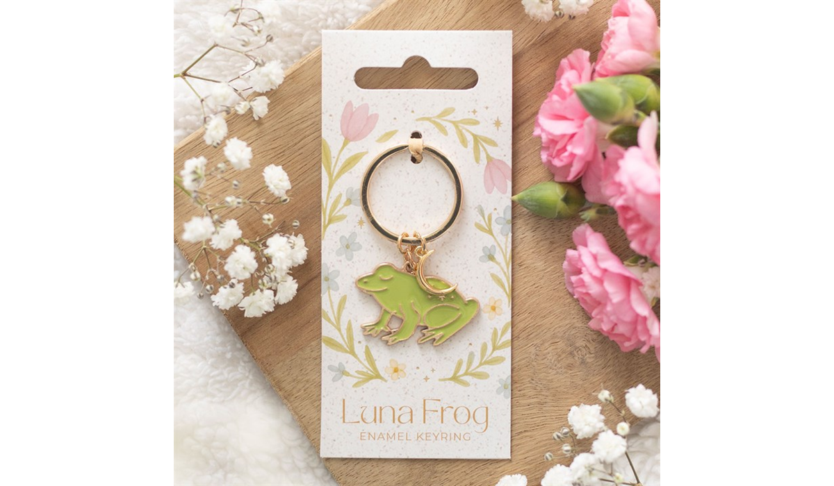 Luna Frog Enamel Keyring – Whimsical Frog Charm