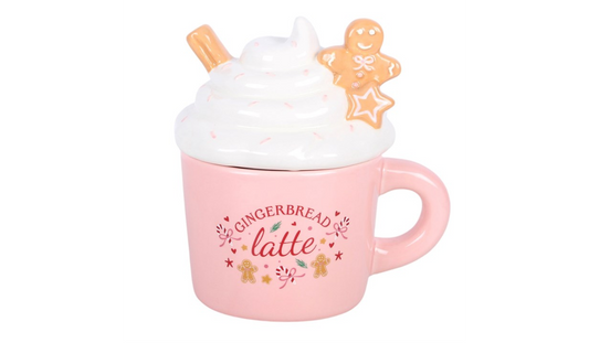 Pink Gingerbread Latte Oil Burner | Christmas Wax Melt Burner | Festive Ceramic Oil Burner