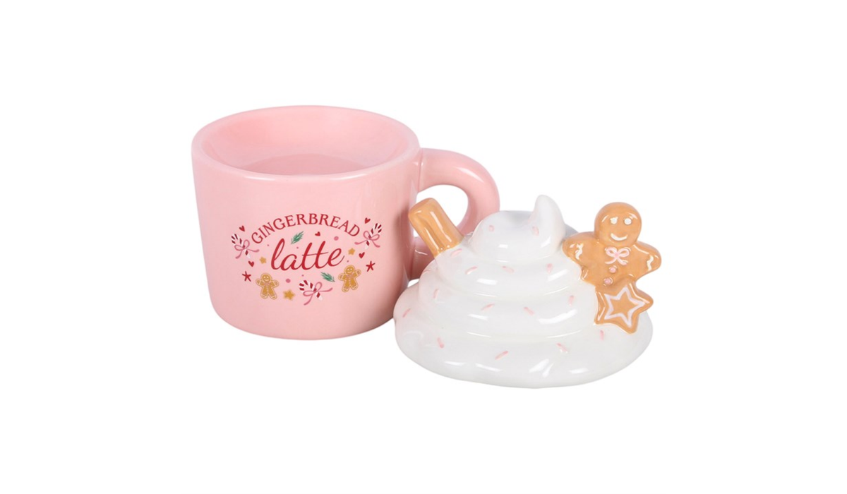 Pink Gingerbread Latte Oil Burner | Christmas Wax Melt Burner | Festive Ceramic Oil Burner