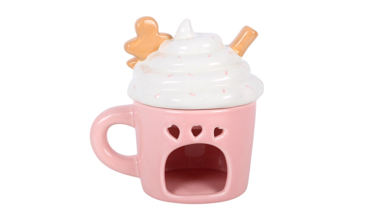 Pink Gingerbread Latte Oil Burner | Christmas Wax Melt Burner | Festive Ceramic Oil Burner