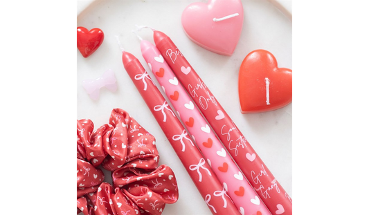 Set of 3 “Girl Gang” Heart Taper Candles | Galentine’s Gift UK