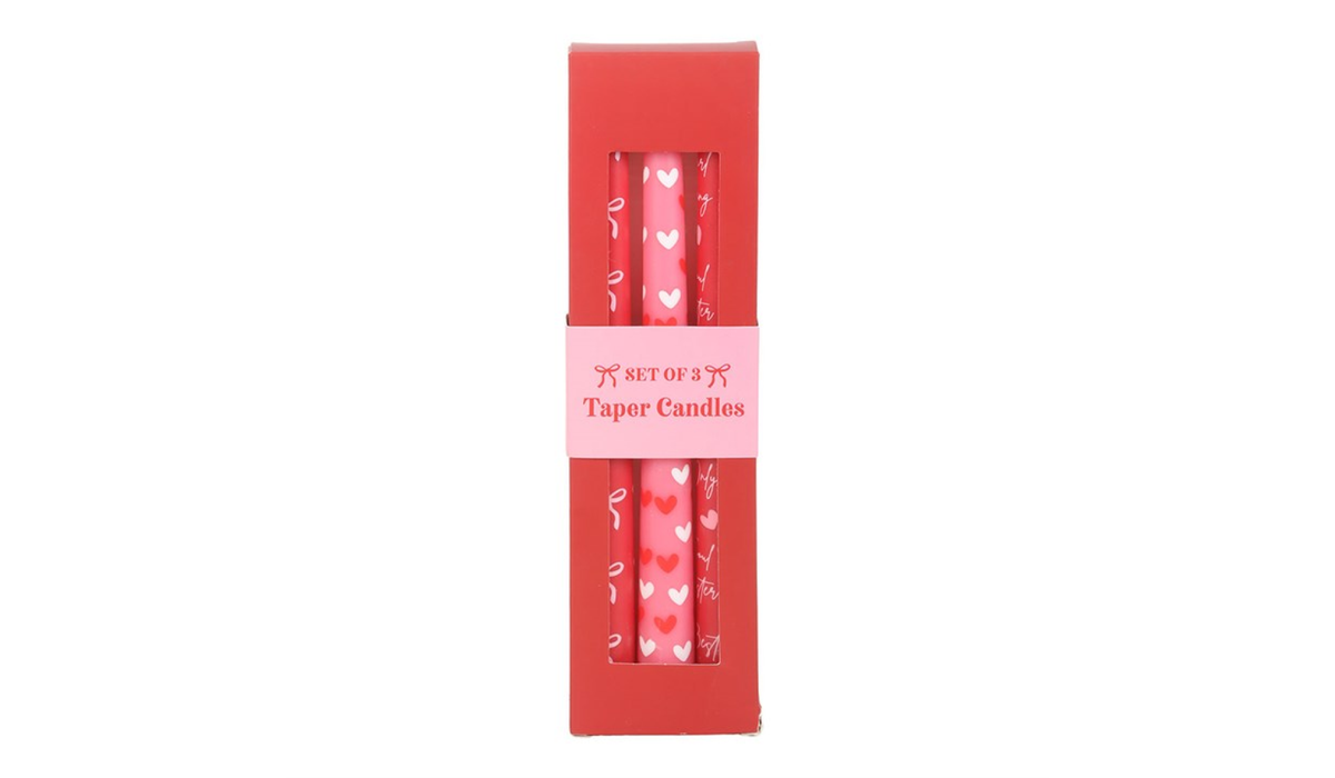 Set of 3 “Girl Gang” Heart Taper Candles | Galentine’s Gift UK