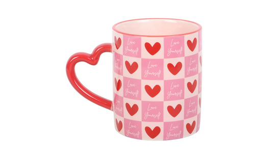 Love Yourself Heart Handle Mug – Pink Self Love Club Gift