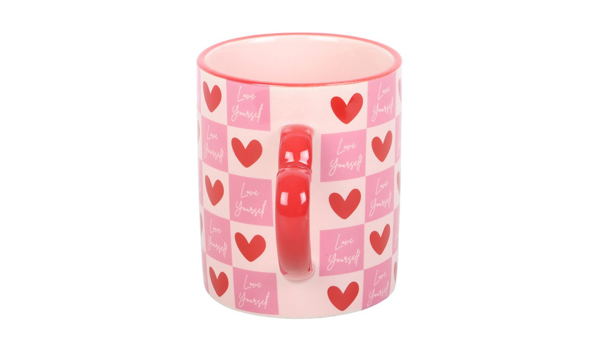 Love Yourself Heart Handle Mug – Pink Self Love Club Gift