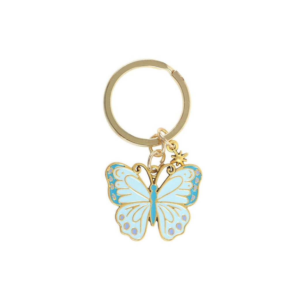 Luna Bloom Enamel Butterfly Keyring – Whimsical Floral Charm