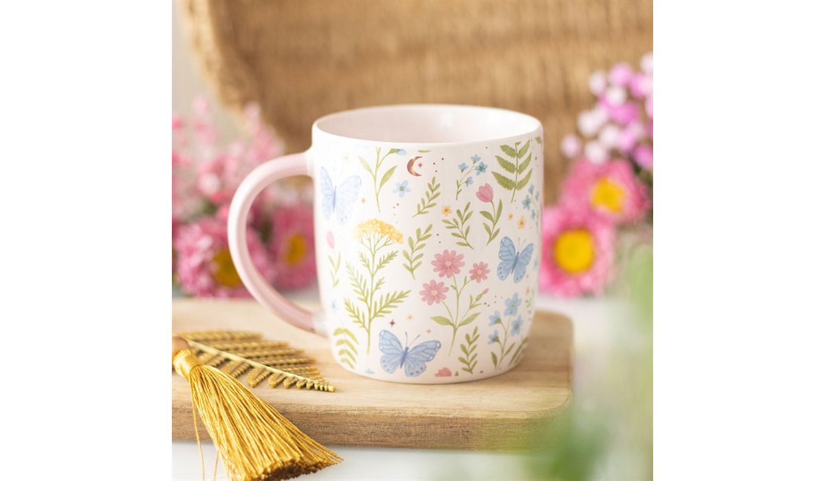 Luna Bloom Floral Meadow Mug – Butterfly & Wildflower Cup