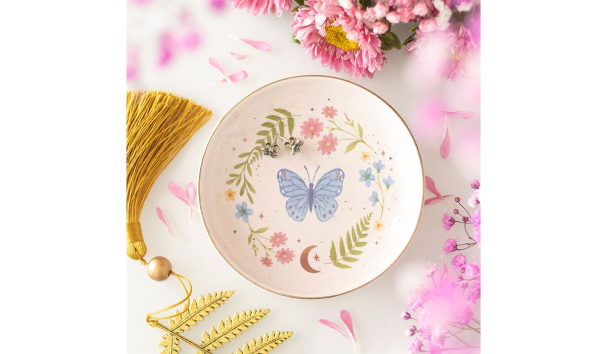 Luna Bloom Butterfly Trinket Dish – Floral Jewellery Holder