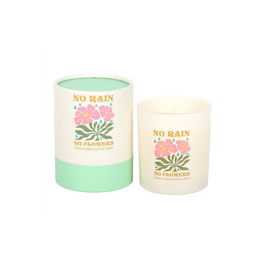 No Rain No Flowers Candle – Citrus & Ginger Scented Motivational Candle