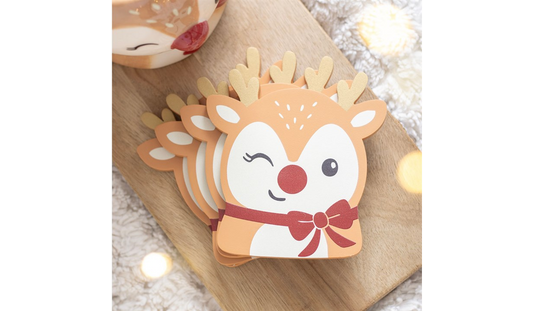 Set of 4 Reindeer Christmas Coasters | Festive Drinks Coasters | Christmas Table Decor
