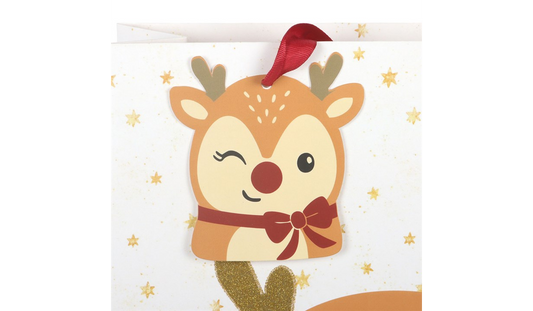 Cute Reindeer Christmas Gift Bag | Extra Large Festive Gift Bag | Reusable Christmas Present Bag