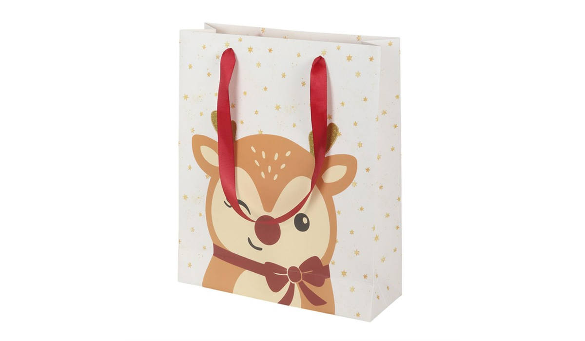 Cute Reindeer Christmas Gift Bag | Extra Large Festive Gift Bag | Reusable Christmas Present Bag