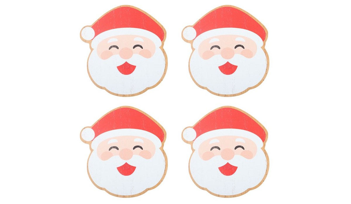 Set of 4 Santa Christmas Coasters | Festive Drinks Coasters | Christmas Table Decor