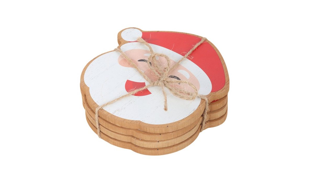 Set of 4 Santa Christmas Coasters | Festive Drinks Coasters | Christmas Table Decor