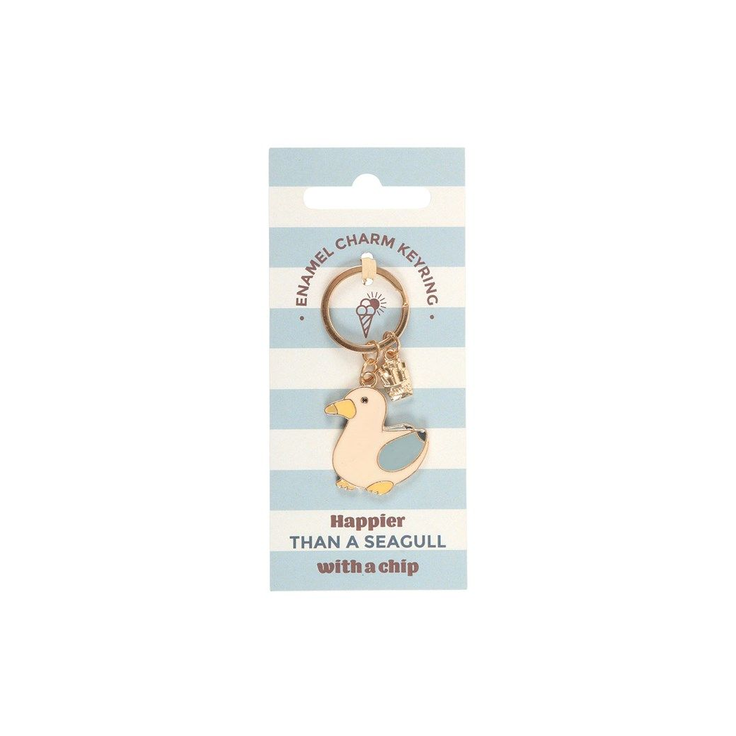 Seagull & Chips Keyring – Cute Coastal Enamel Keychain