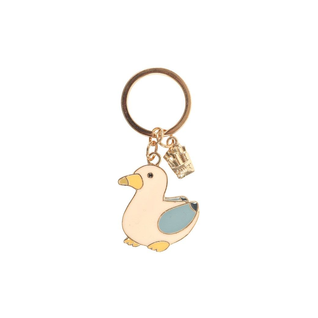 Seagull & Chips Keyring – Cute Coastal Enamel Keychain