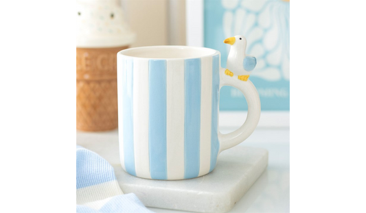 Striped Seagull Mug – Cute Coastal Ceramic Mug