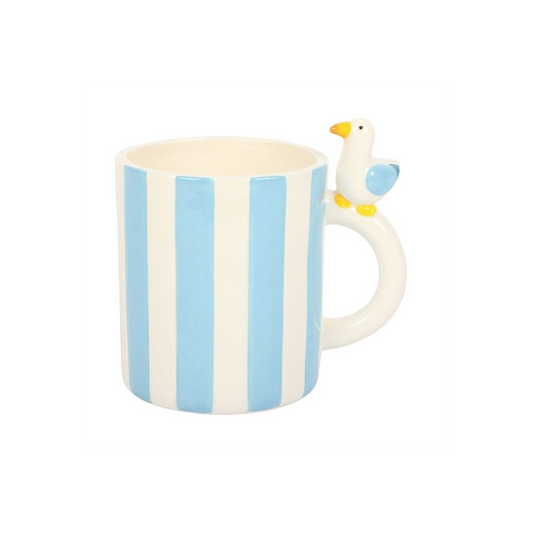 Striped Seagull Mug – Cute Coastal Ceramic Mug