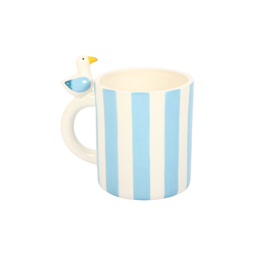 Striped Seagull Mug – Cute Coastal Ceramic Mug